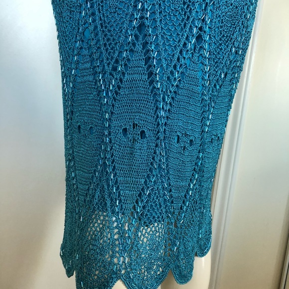 Karen Millen Turquoise Blue beaded Crotched Dress, Size 10 U.K. - Picture 12 of 16